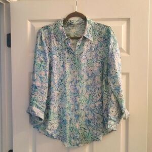 Lilly Pulitzer Linen Button Front Blouse